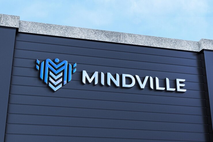 Logo Mockup Black Office Building Store 3D realista