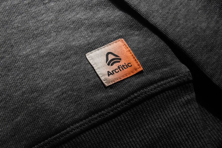 PSD logo mockup clothing square label tag