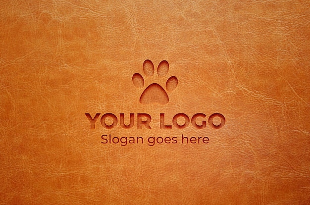 Logo Mockup effetto pelle inciso realistico