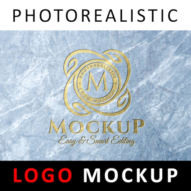 Logo mockup - goldenes logo auf marmor-designpapier