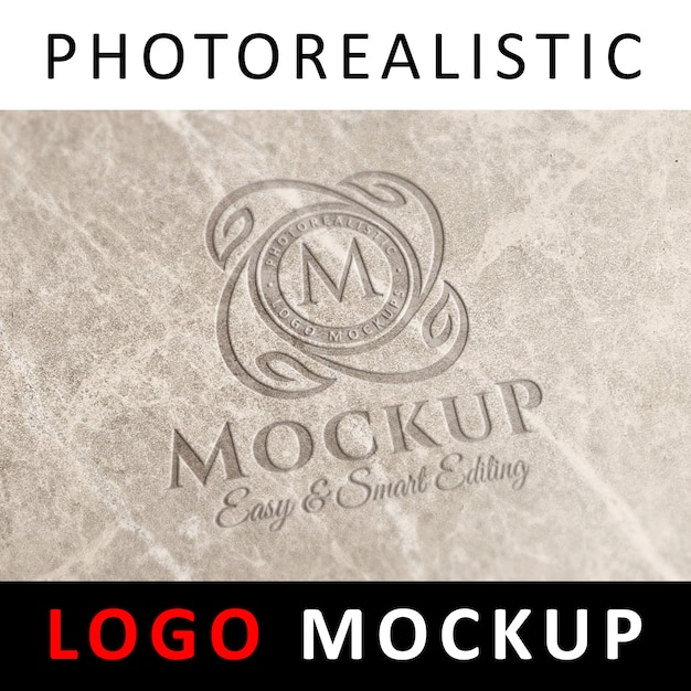 Logo mockup - graviertes logo auf marmor