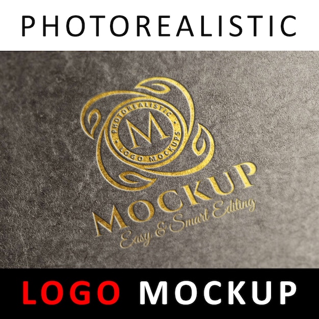 Logo mockup - logotipo de oro grabado en la señalización de piedra