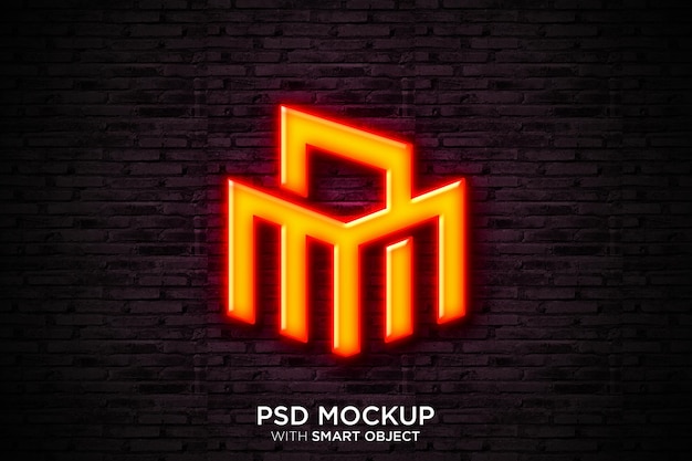 Logo-mockup mit neonstil-effekt