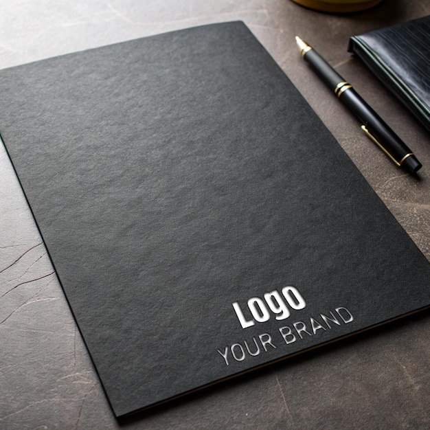 Logo-Mockup mit schwarzer Papiertextur