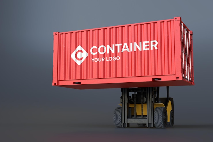 PSD logo mockup sul container on