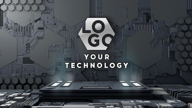 Logo Modell 3d Technologie Schaltungswand