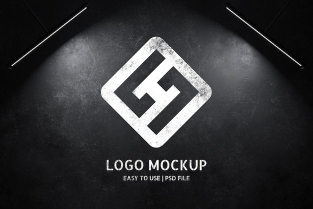 Logo-Modell auf schwarzer Wand