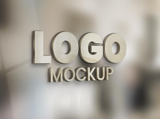 Logo-Modell in der Tafel auf Büroglas