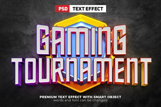 PSD logo moderne du tournoi de jeu esport maquette modèle effet de texte modifiable 3d