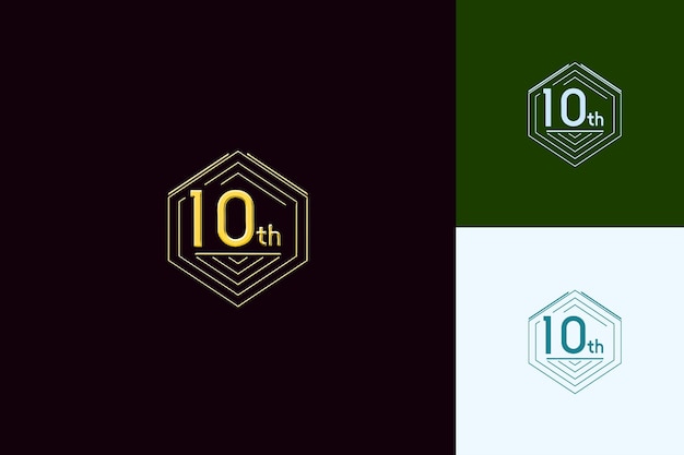 Logo moderno con texto 10o emblema Logo con un marco hexagonal Vector colecciones de diseño abstracto