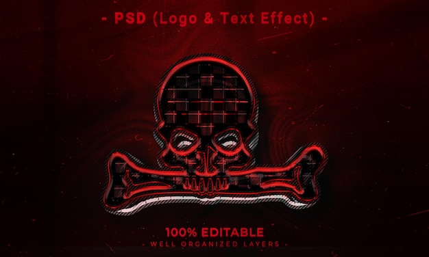 Logo modificabile 3d e mockup in stile effetto testo con sfondo astratto scuro