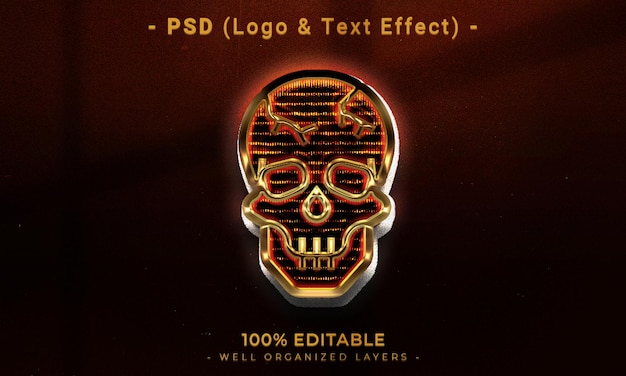 Logo modificabile 3d e mockup in stile effetto testo con sfondo astratto scuro