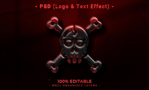 Logo modificabile 3d e mockup in stile effetto testo con sfondo astratto scuro