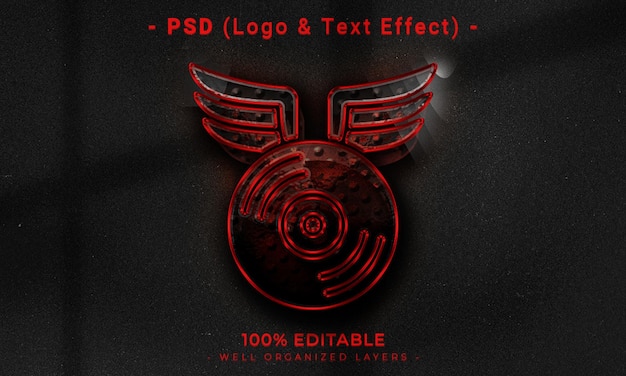 Logo modificabile 3d e mockup in stile effetto testo con sfondo astratto scuro