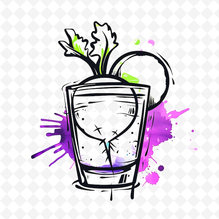 PSD logo de mojito de navet avec un design de logo de navet et de citron vert avec des dessins de boissons tropicales inspirées de la png