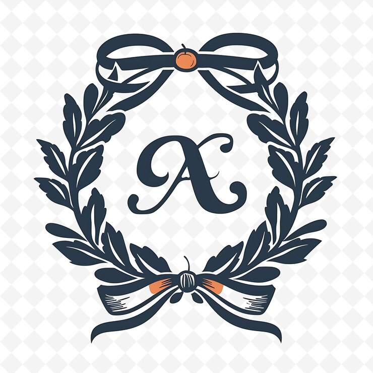 PSD logo monogramma di persimmo dolce con ghirlanda di foglie e decorati disegni vettoriali creativi e minimalisti
