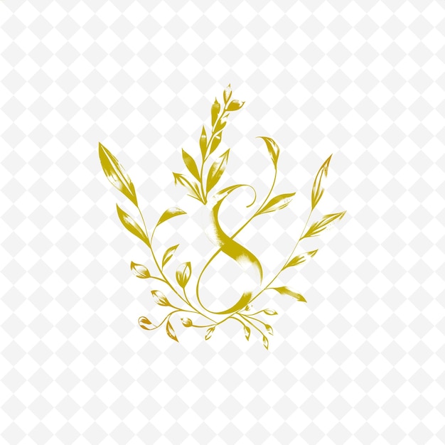 PSD logo monogramme de faisceau de lavande avec des feuilles décoratives et des collections de conception vectorielle d'herbes naturelles