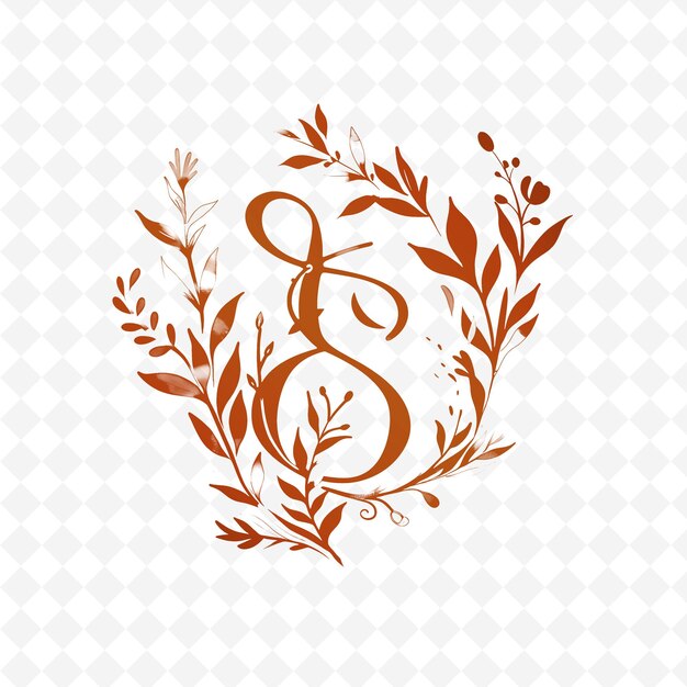 PSD logo monogramme de faisceau de lavande avec des feuilles décoratives et des collections de conception vectorielle d'herbes naturelles