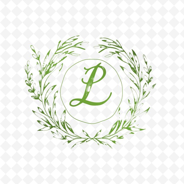 PSD logo monogramme de faisceau de lavande avec des feuilles décoratives et des collections de conception vectorielle d'herbes naturelles