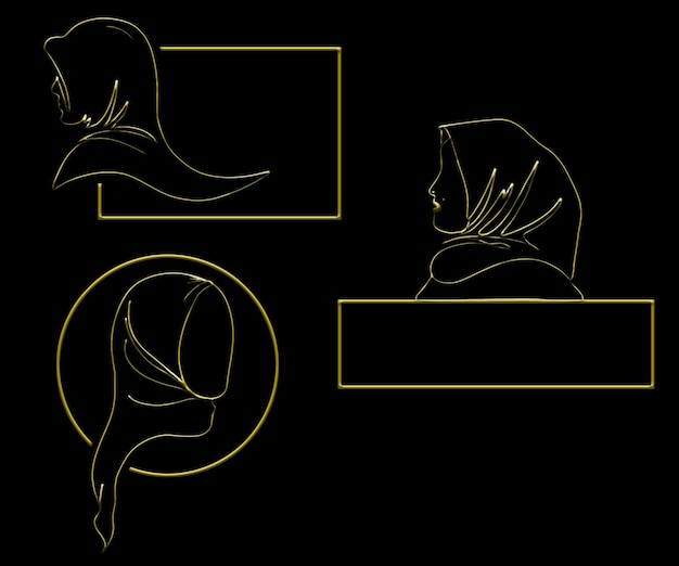 Logo de mujer con hijab de Golden Beauty, logo de belleza con hijab dorado