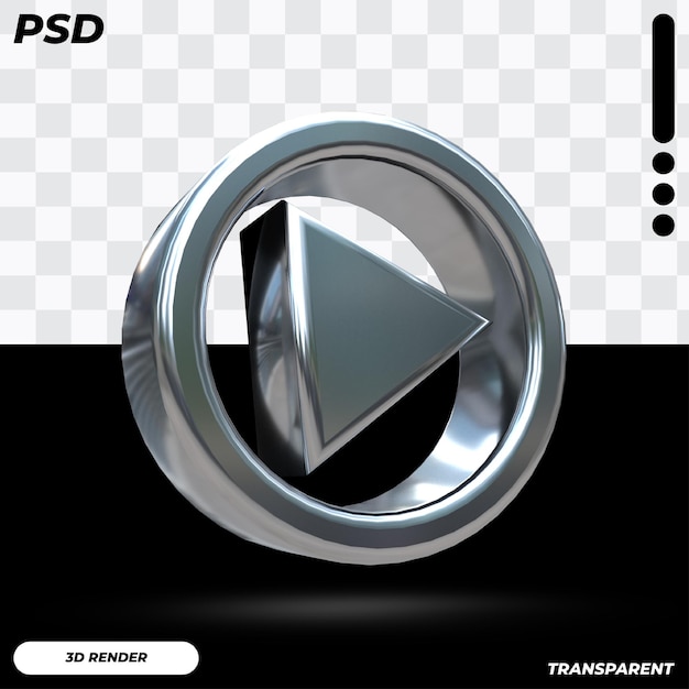 Logo musicale di youtube 3d con colore metallico