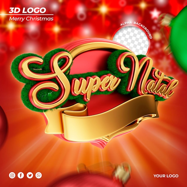 logo de noël 3d pour la composition selo natal au brésil