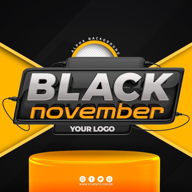 Logo Noir De Novembre 3d Pour La Composition