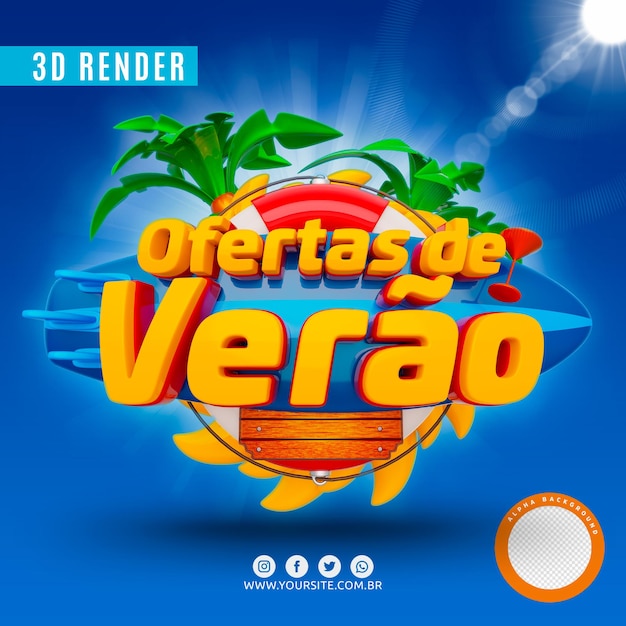 Logo des offres d'été pour les entreprises en rendu 3d Premium Psd