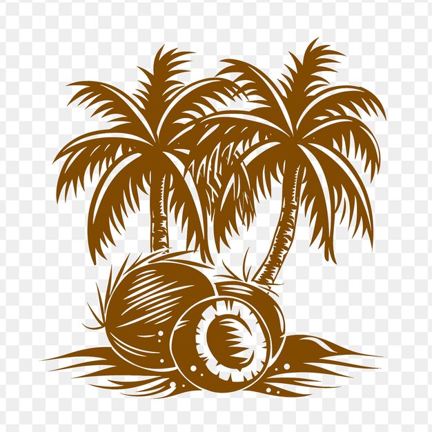 PSD logo de palmier de lierre tropical avec des noix de coco décoratives et du vin luxuriant psd vectoriel créatif art de conception simple