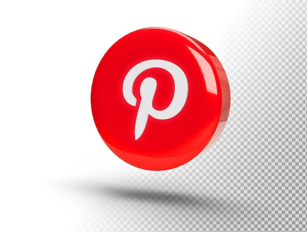 PSD logo pinterest lumineux sur un cercle 3d réaliste