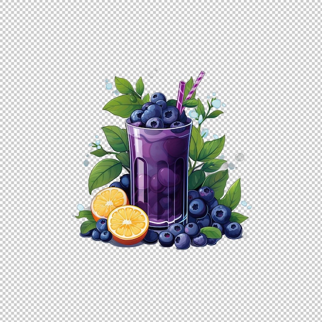 PSD logo plat de jus de myrtille à fond isolé i