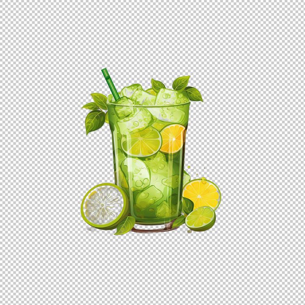 PSD logo plat lemon lime soda à fond isolé