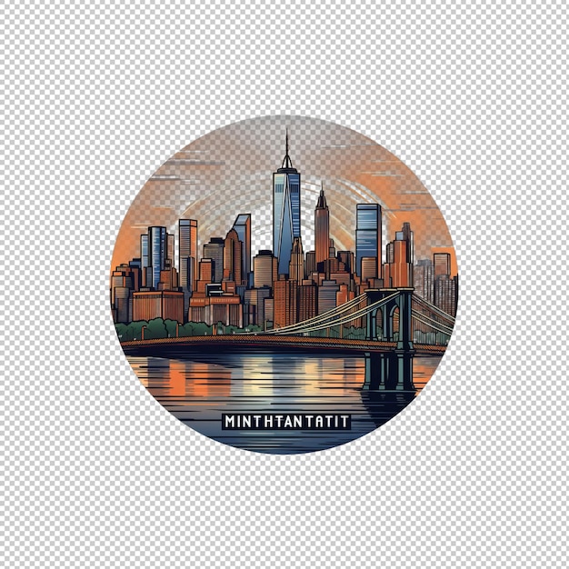 PSD logo plat de manhattan isolé isolé de fond