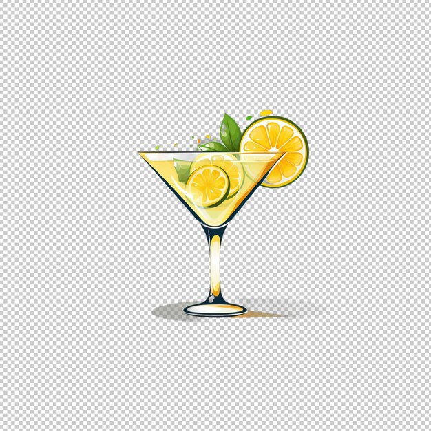 PSD logo plat martini à goutte de citron à fond isolé