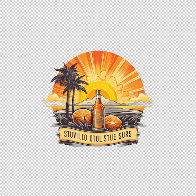 PSD logo plat tequila sunrise à fond isolé