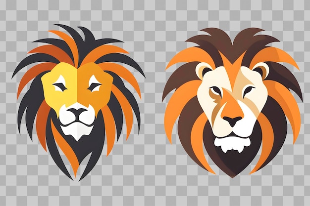 PSD logo plat tête de lion conception d'illustration vectorielle minimale générée ai