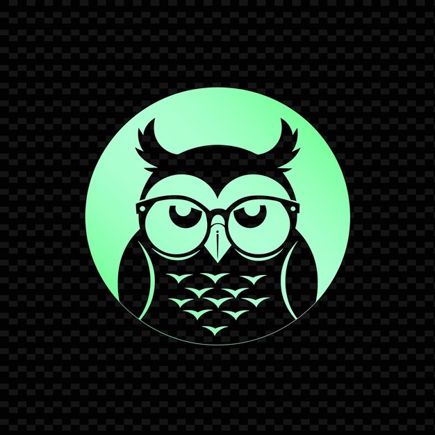 Un Logo Pour Un Hibou Avec Des Lunettes Sur Un Fond Noir