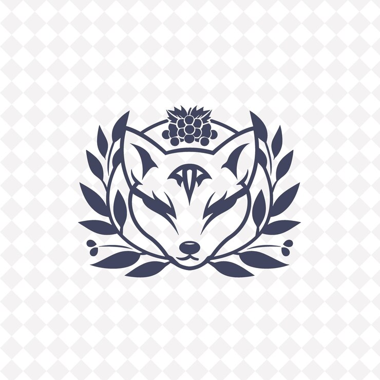 PSD un logo pour un loup et une fleur sur un fond blanc