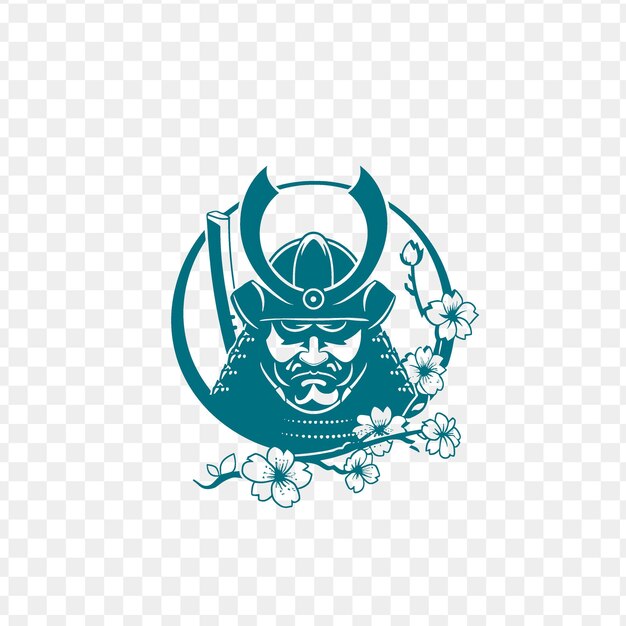 PSD un logo pour un samouraï avec des cornes et un dragon sur la tête