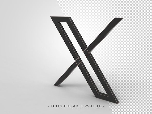 Logo Premium 3D X di Twitter in precedenza