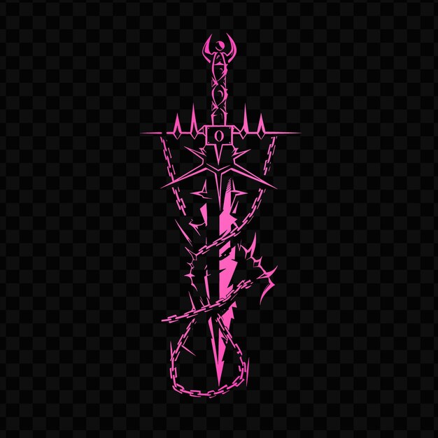 PSD logo psd vector medieval mace avec des pointes et des décorations de chaînes avec une encre de tatouage de conception créative