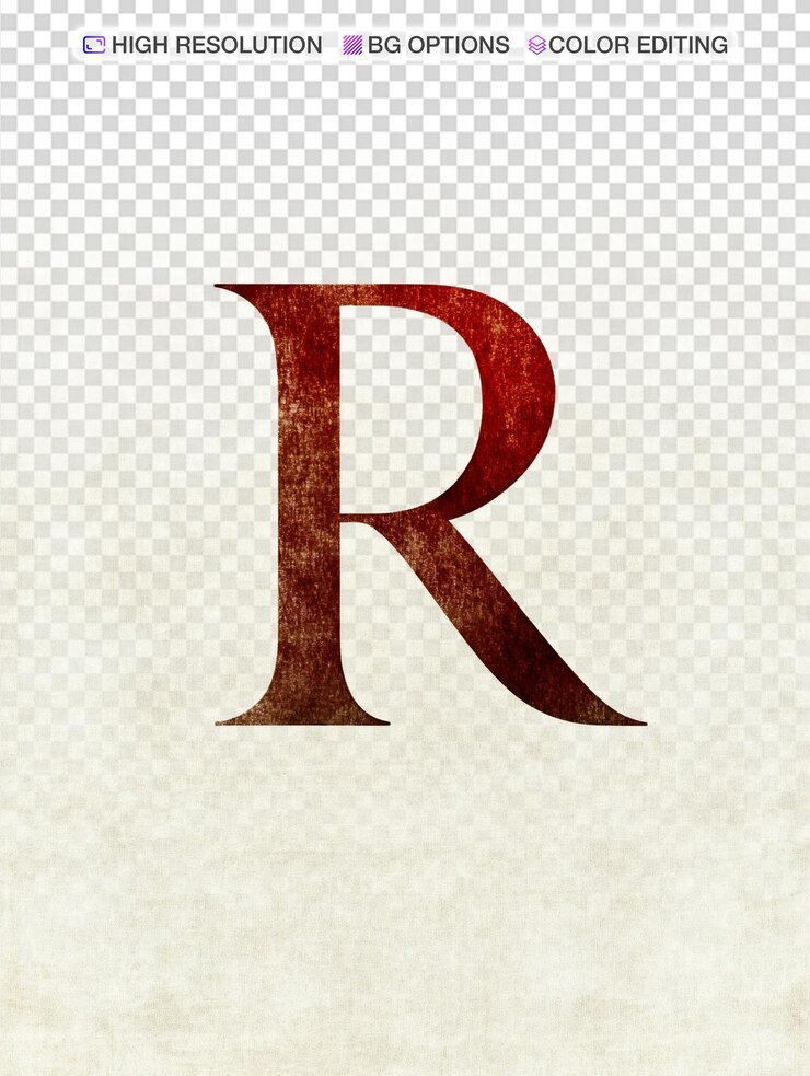 PSD logo r in minuscolo rosso scuro su sfondo grigio chiaro