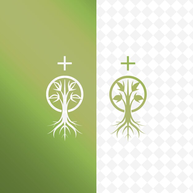 PSD logo de la racine de valérienne avec cercle décoratif et croix o nature herb vector design collections