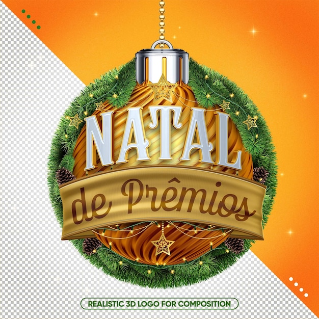 PSD logo de récompenses de noël réaliste pour la composition