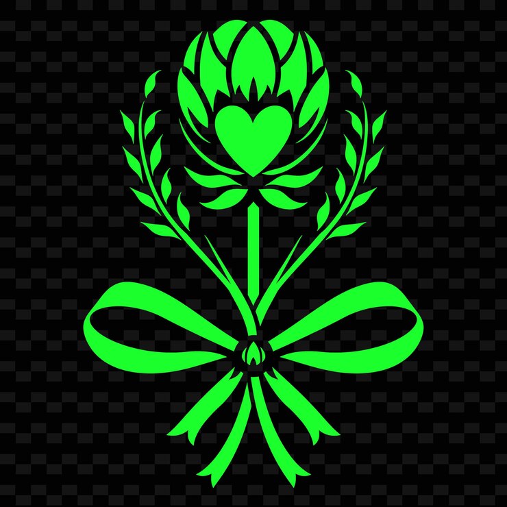 PSD logo red clover flower crest con nastro decorativo e hear nature herb vector design collections