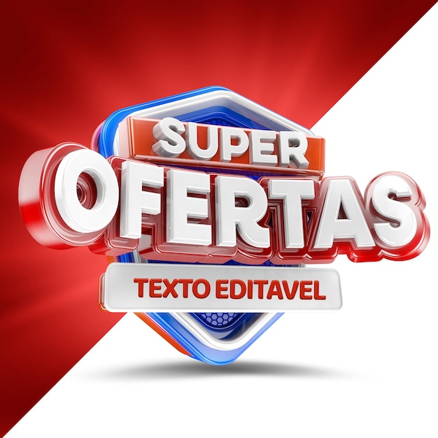 PSD logo render 3d super oferta para composições de promoção super ofertas