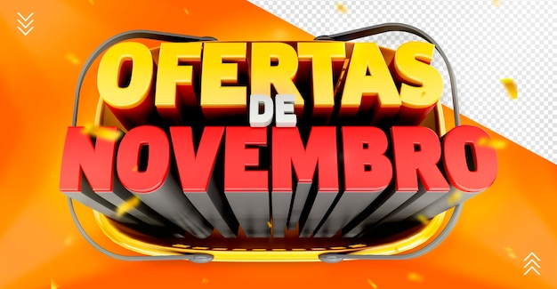 PSD logo render 3d supermercado ofertas de noviembre