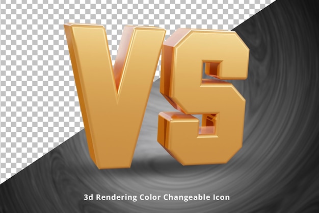 Logo de renderizado 3d versus vs dorado o efecto de texto de logo vs logo dorado versus renderizado 3d realista vs