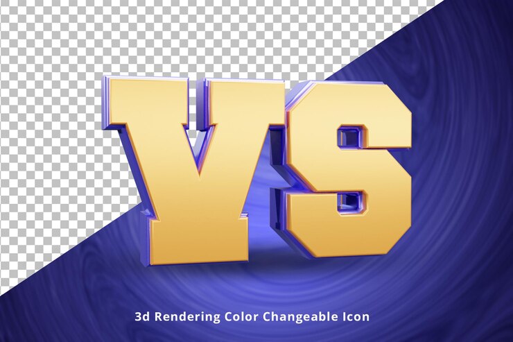PSD logo de renderizado 3d versus vs dorado o efecto de texto de logo vs logo dorado versus renderizado 3d realista vs
