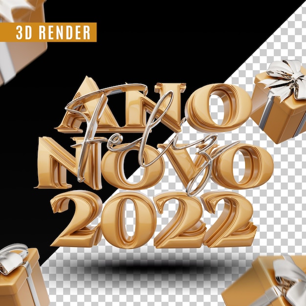 PSD logo de rendu 3d bonne année 2022 premium psd